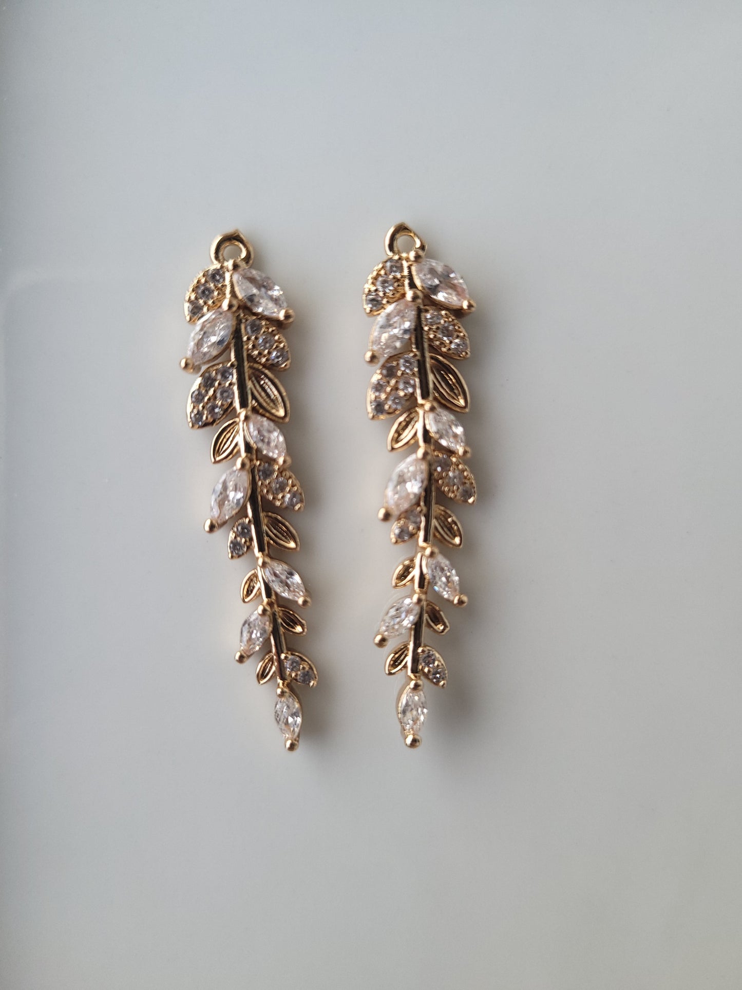 Cubic Zirconia Feather Shape Charm - 3 pair