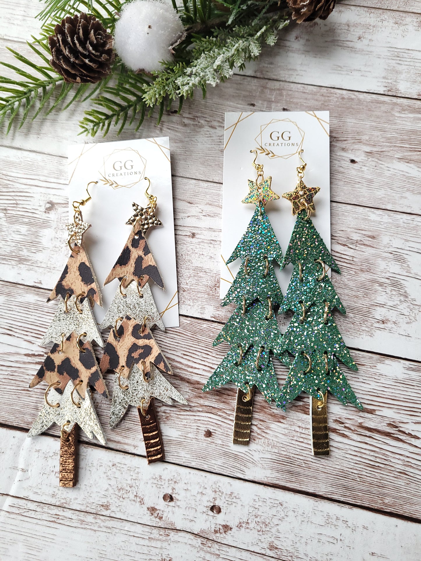 4.5" Stacked Tall Christmas Tree - Steel Rule Wooden Earring Die