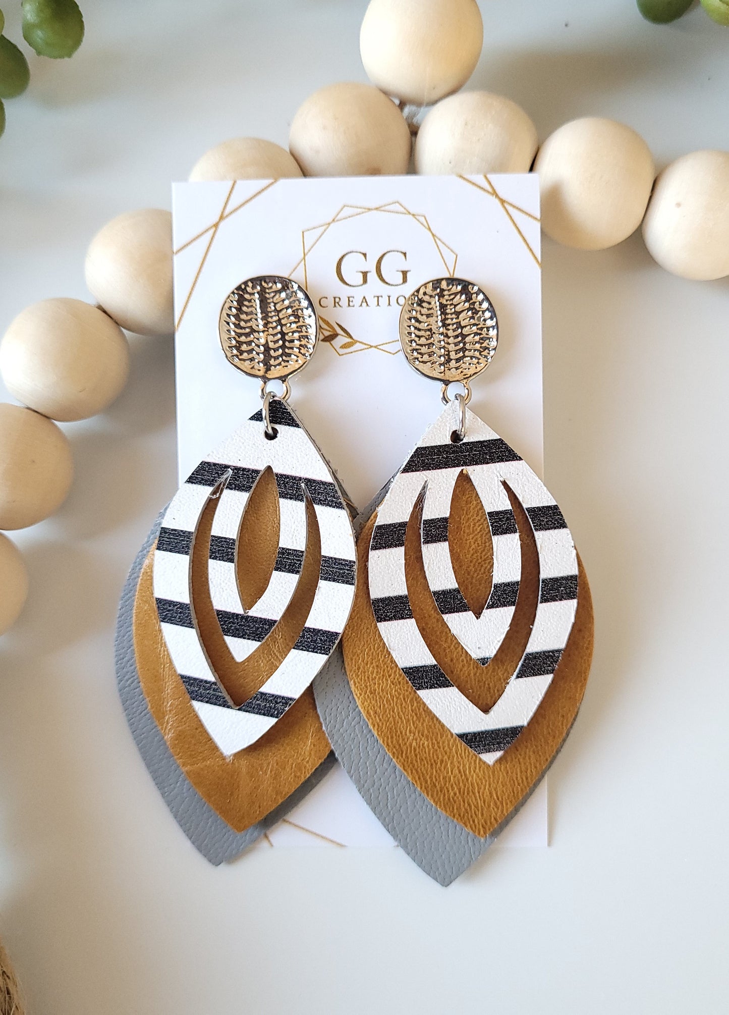 Vanessa - 3 piece layered leaves - Steel Rule Wooden Earring Die