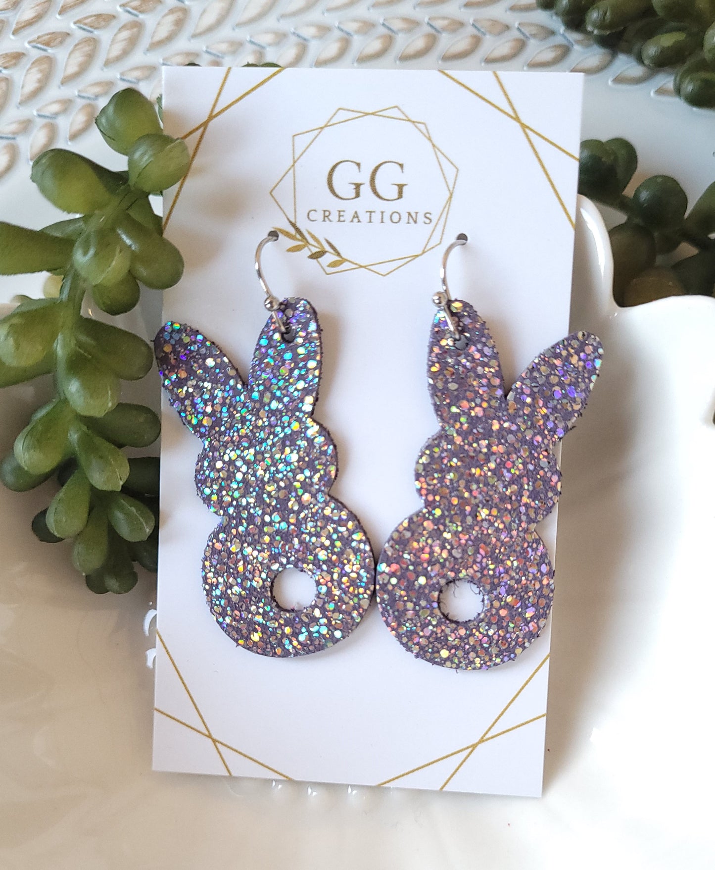 Easter Bunnies with cutout tail - 1.75" pair - Steel Rule Wooden Earring Die