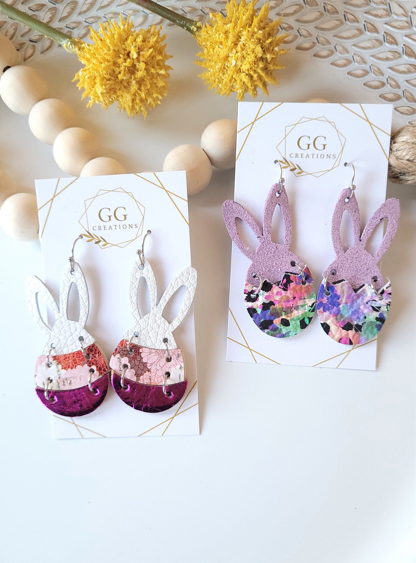 Preorder - Easter - 2" Bunny Eggs (2 designs and in pairs) - Steel Rule Wooden Earring Die