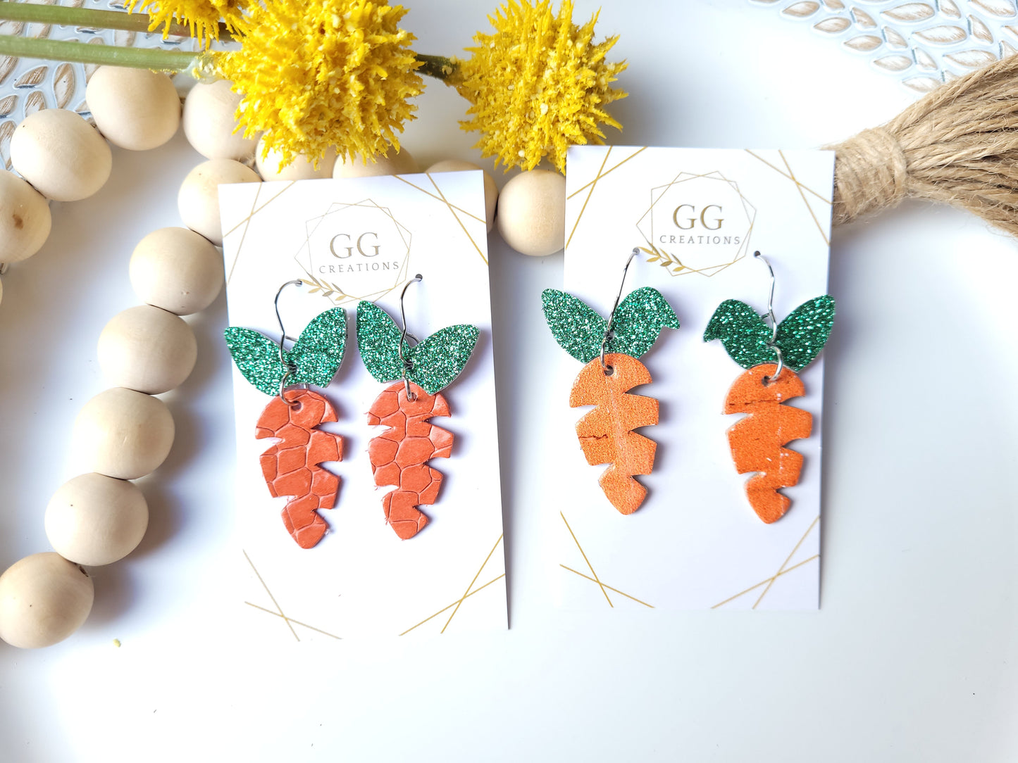Preorder - 1.75" Easter Bunny Carrots, (2 designs)- Steel Rule Wooden Earring Die