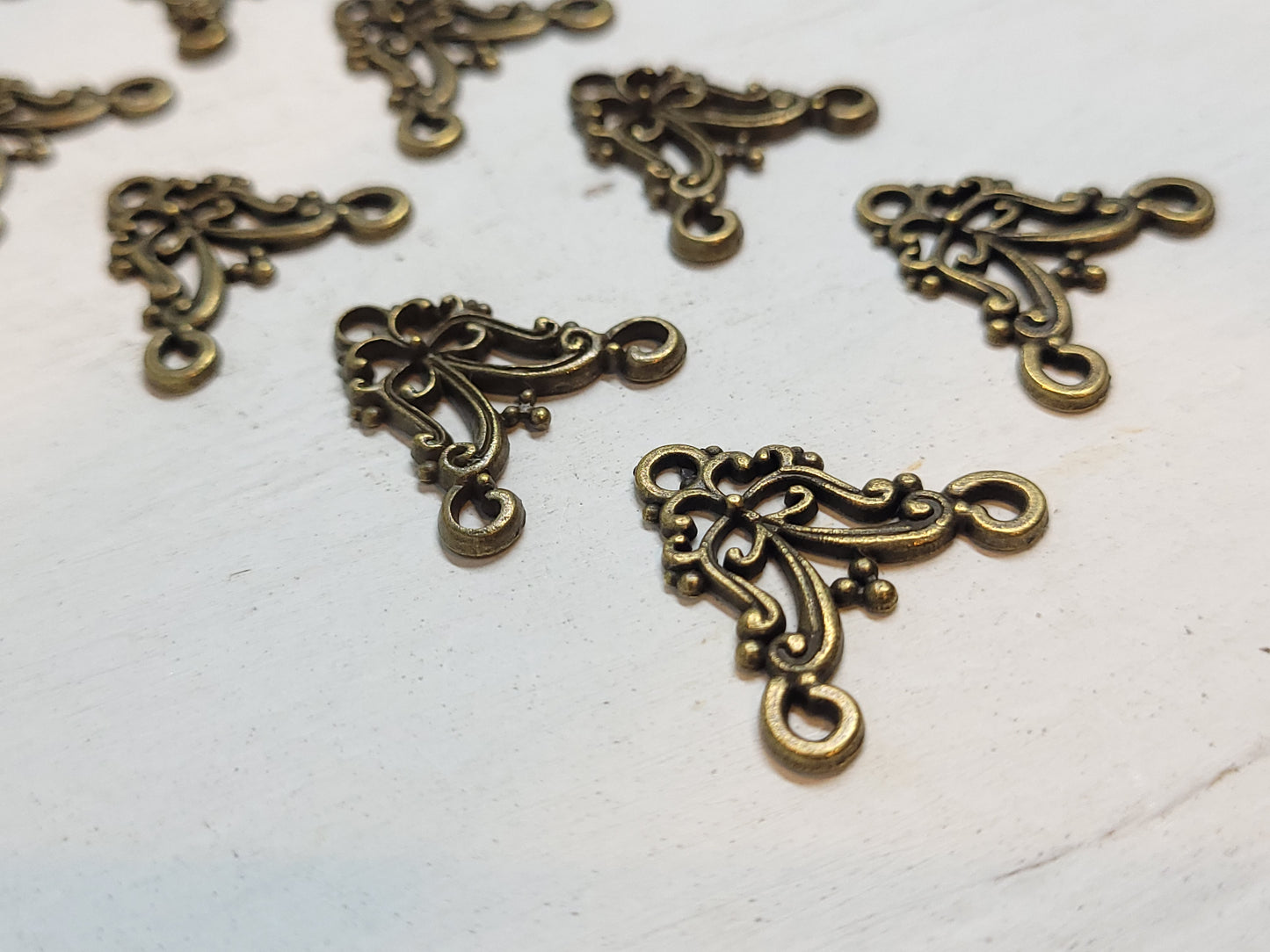 Connector Charm Pendants - (Style 1) - 12 pieces -Bronze