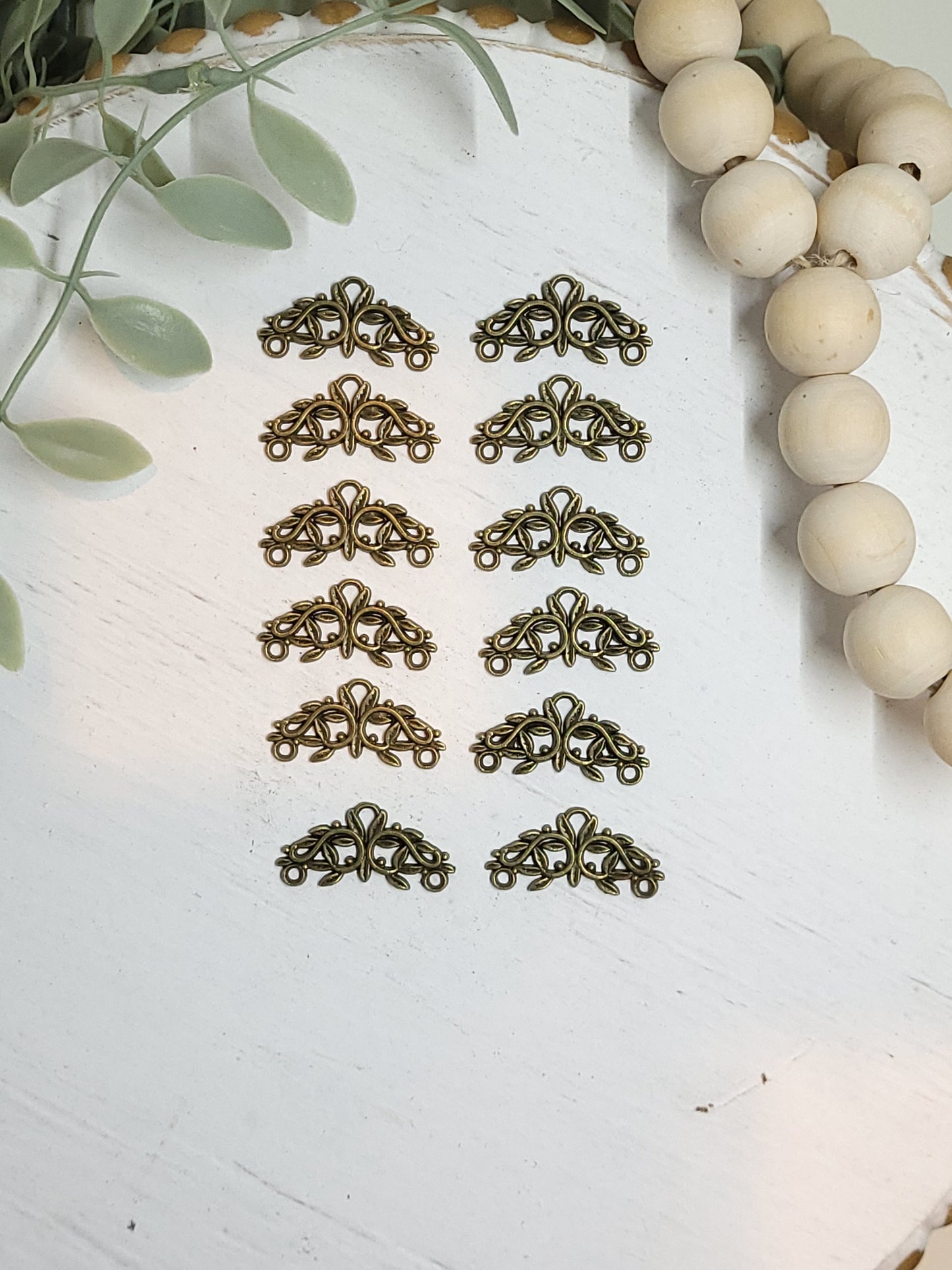 Connector Charm Pendants - style 4 - 12 pieces