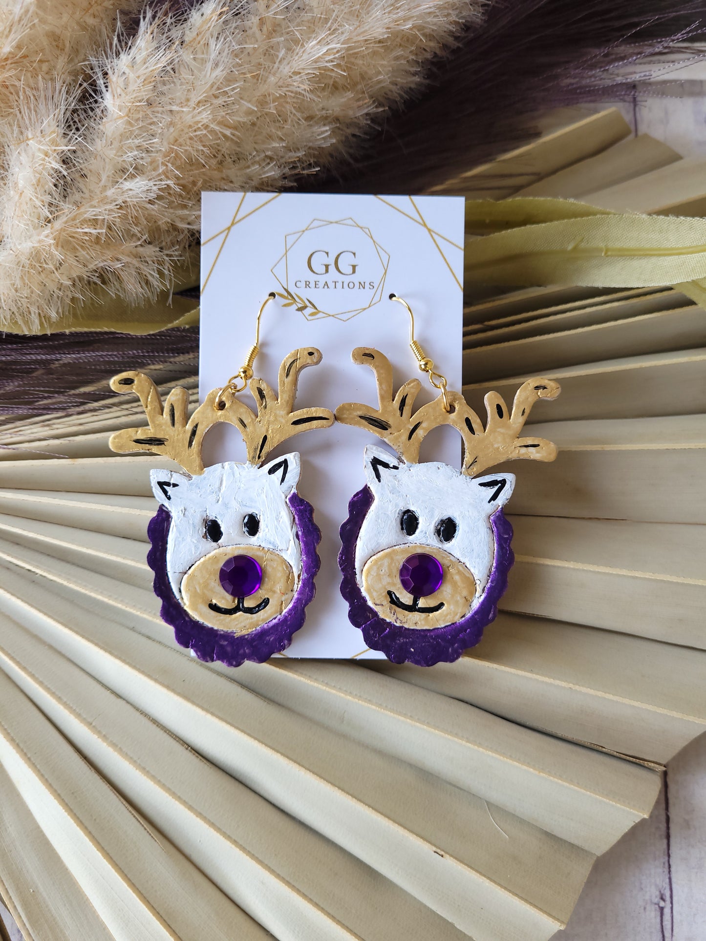 Reindeer- 2.25" Embossed pair - Steel Rule Wooden Earring Die