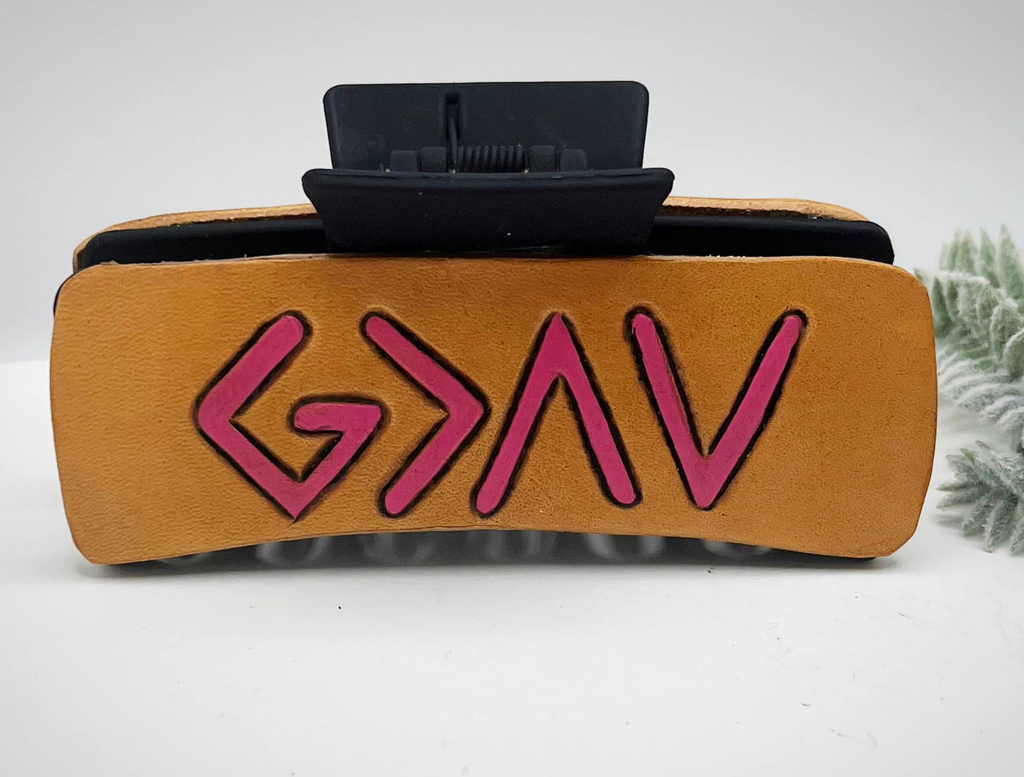 Preorder - God is Greater Than - Embossed Claw Clip - Steel Rule Wooden Die