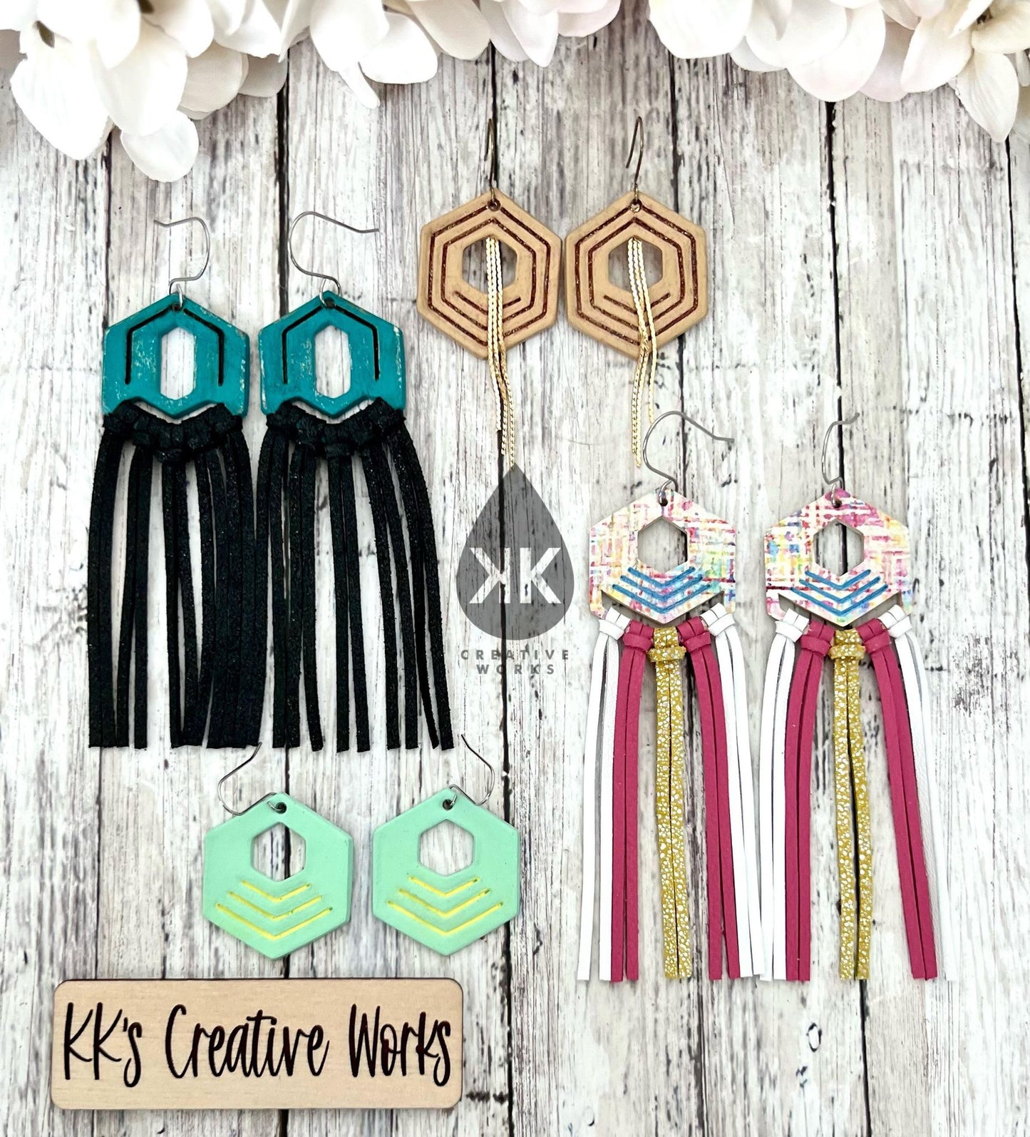 Preorder - Sexy Hexy's - 4 designs - Embossed - Steel Rule Wooden Earring Die