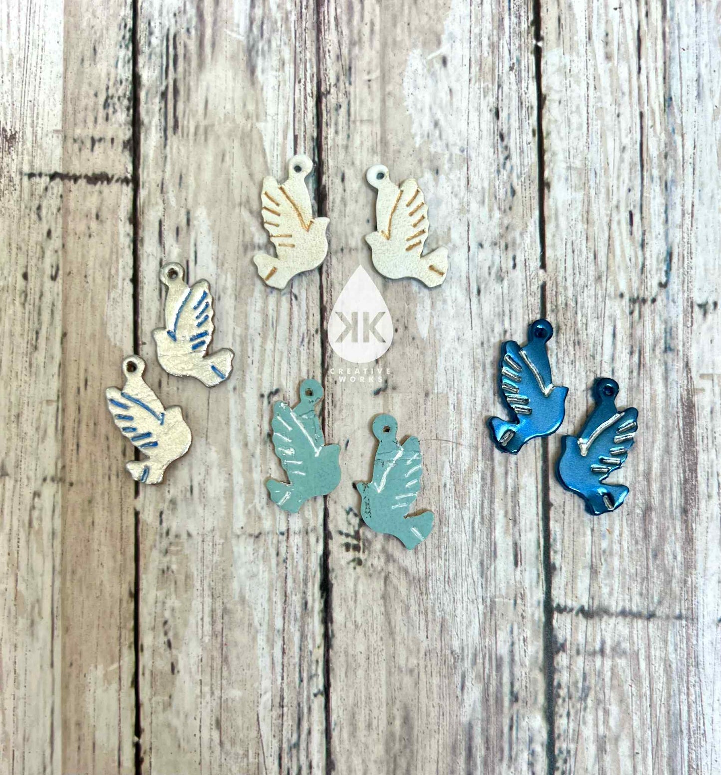 Preorder - KK’s Dainty Peaceful Birds/Doves- Embossed Mirrored (Pairs) - Steel Rule Wooden Earring Die