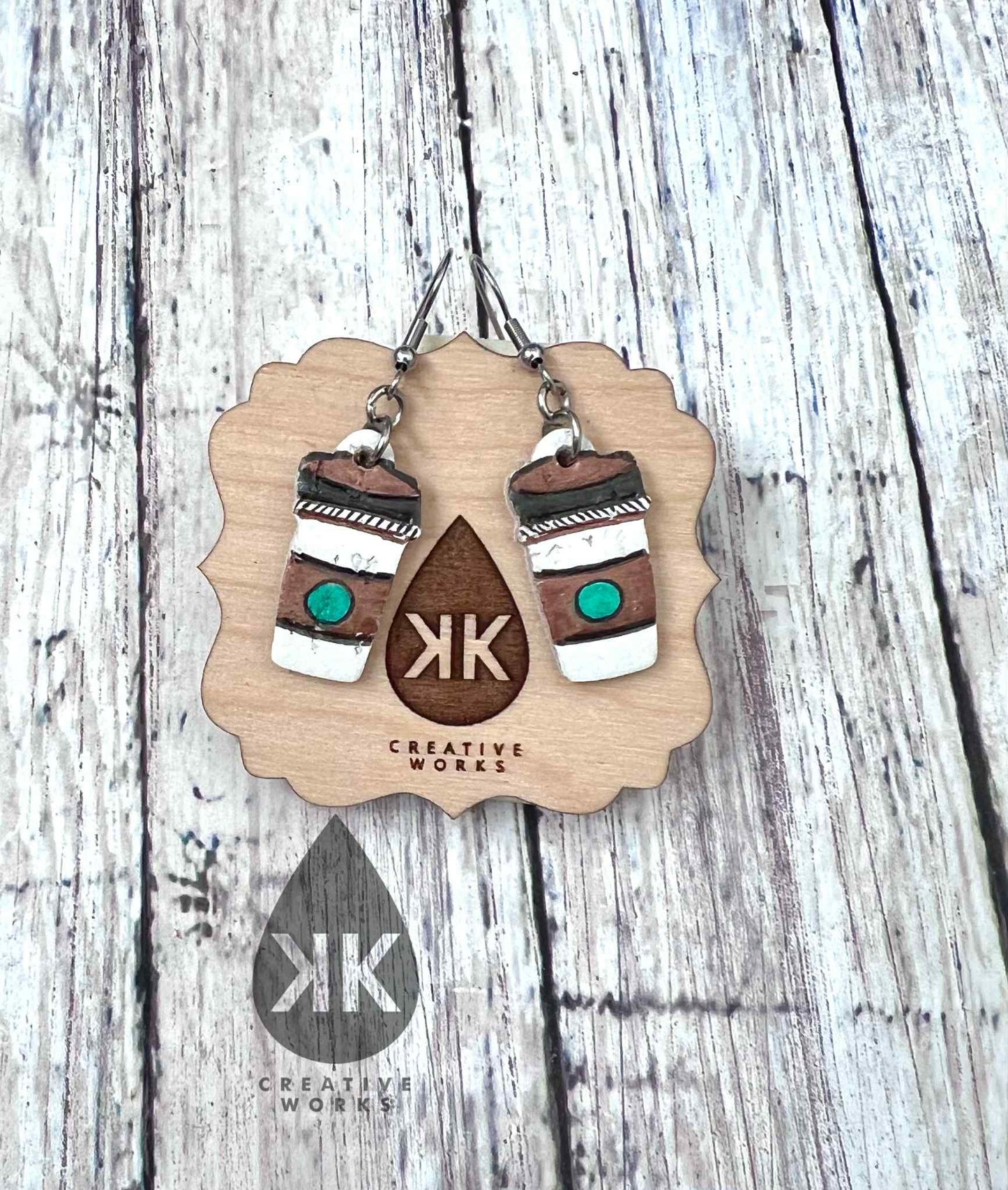 Preorder - 1" - Embossed Tiny Latte - Steel Rule Wooden Earring Die
