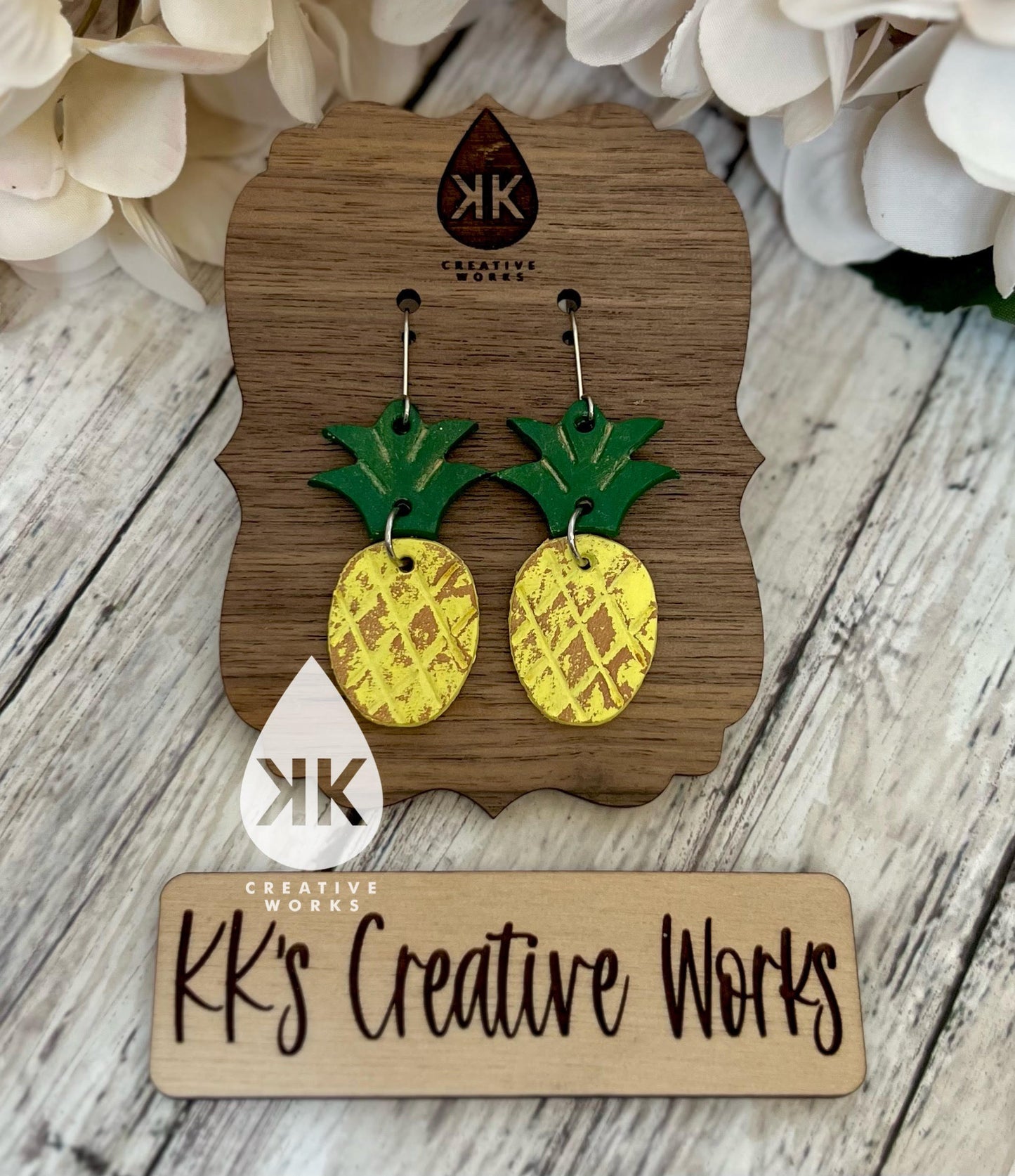 Pineapple Trio - 1.75" Embossed - Steel Rule Wooden Earring Die