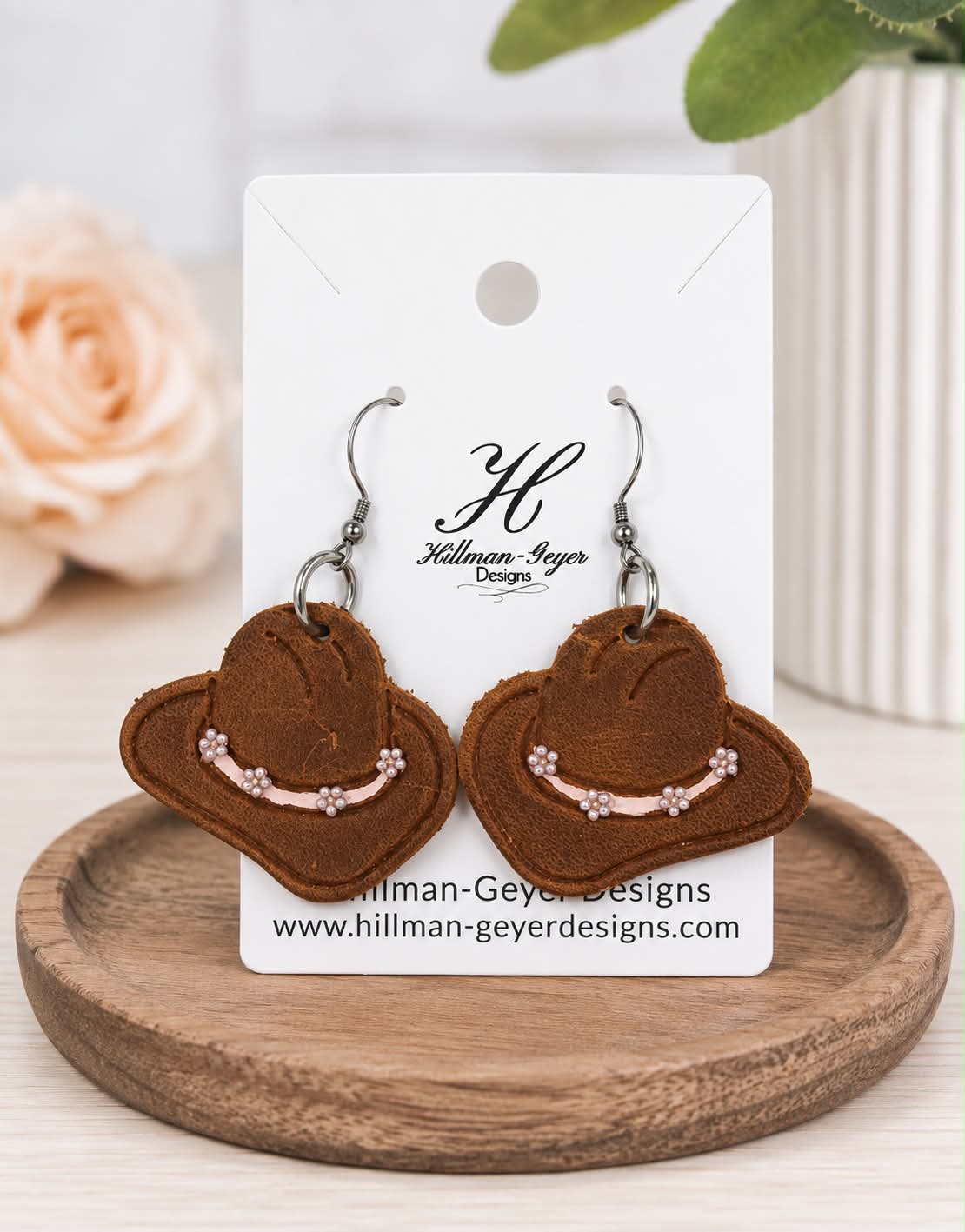Preorder - 2 styles - Howdy Cowboy Hats - Embossed (mirrored pairs) - Steel Rule Wooden Earring Die