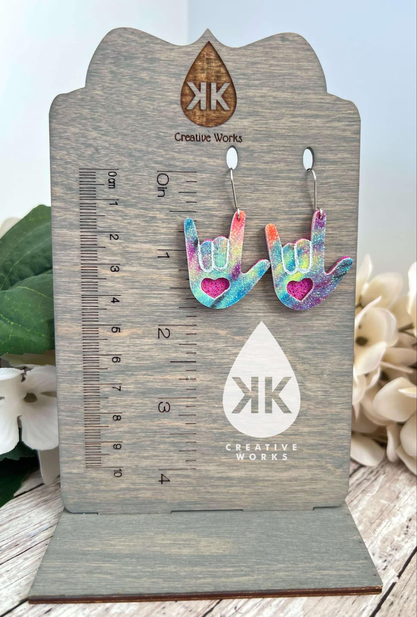 KK's ASL "I Love You" Hand Sign Triple Style - Embossed and Cut out versions- Steel Rule Earring Die