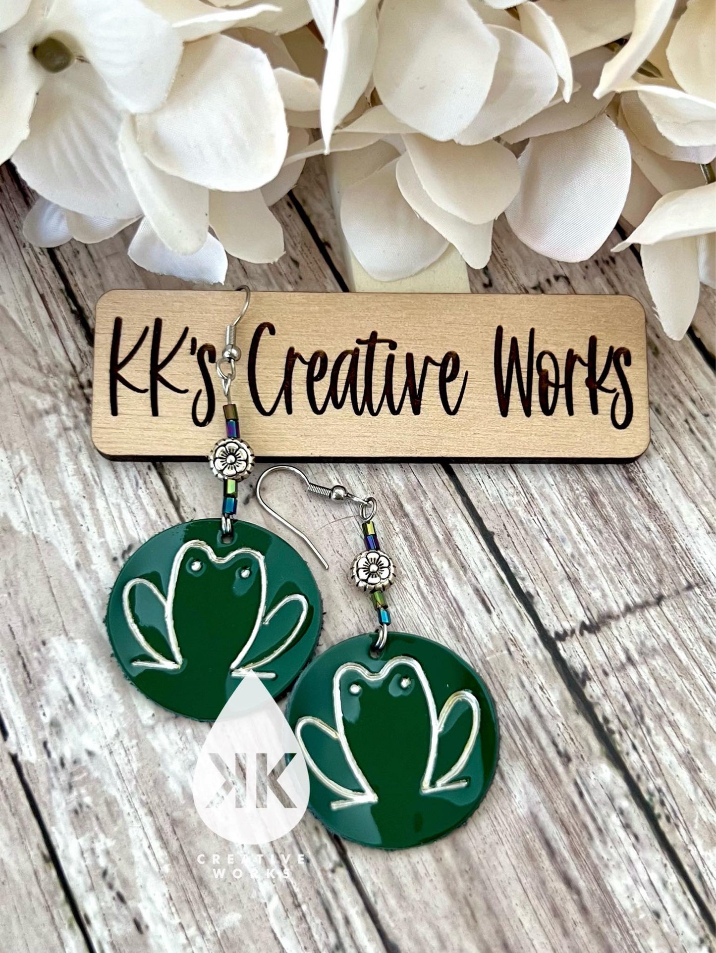 KK’s Fabulous Frogs - Embossed and Mirrored - Steel Rule Wooden Earring Die