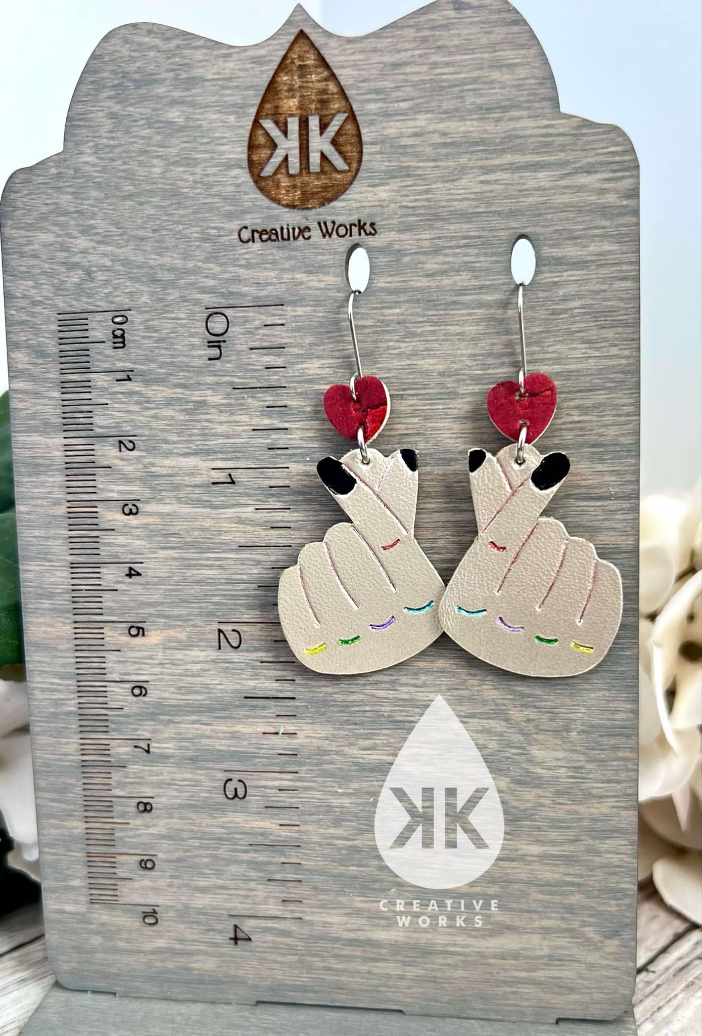 KK’s Emboss Finger Heart Dangle -Steel Rule Earring Die