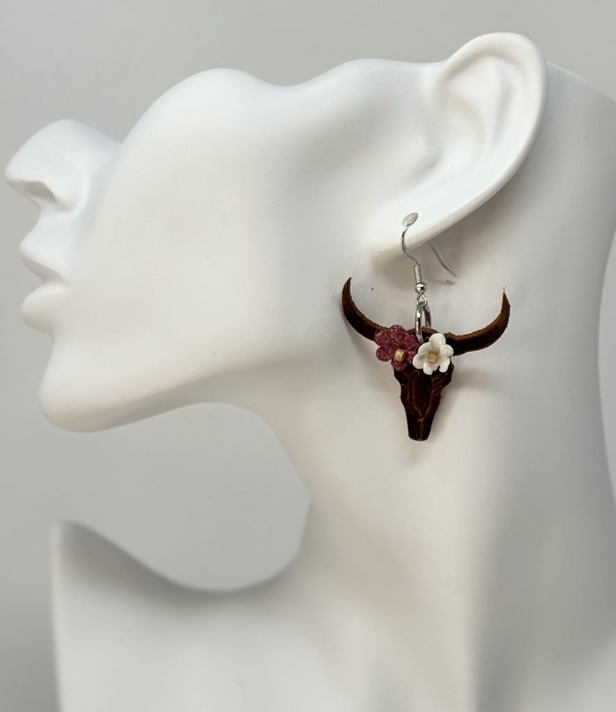 Sterling Longhorn - Embossed - 1.5" pair - Steel Rule Wooden Earring Die