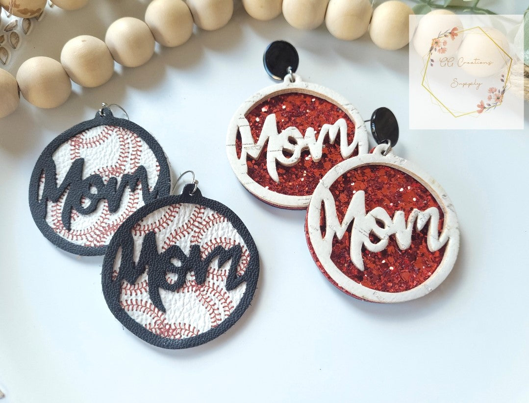 Mom Cut out Circle - Steel Rule Wooden Earring Die