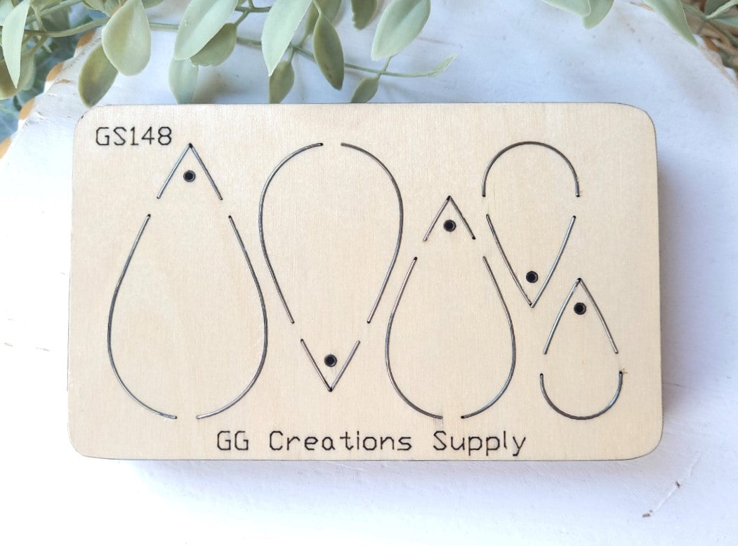 Multi Sized Teardrop (5 sizes) - Steel Rule Wooden Earring Die.