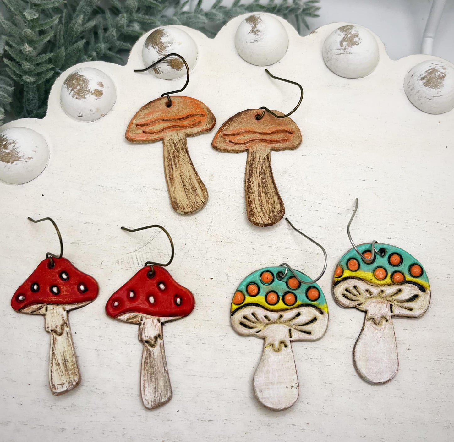 Preorder - Mushroom Trio- 1.75" Embossed - Steel Rule Wooden Earring Die