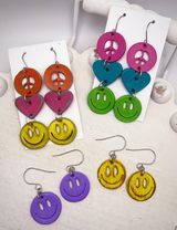 Preorder - Peace Love and Happiness - 2.5' Pair - Steel Rule Wooden Earring Die