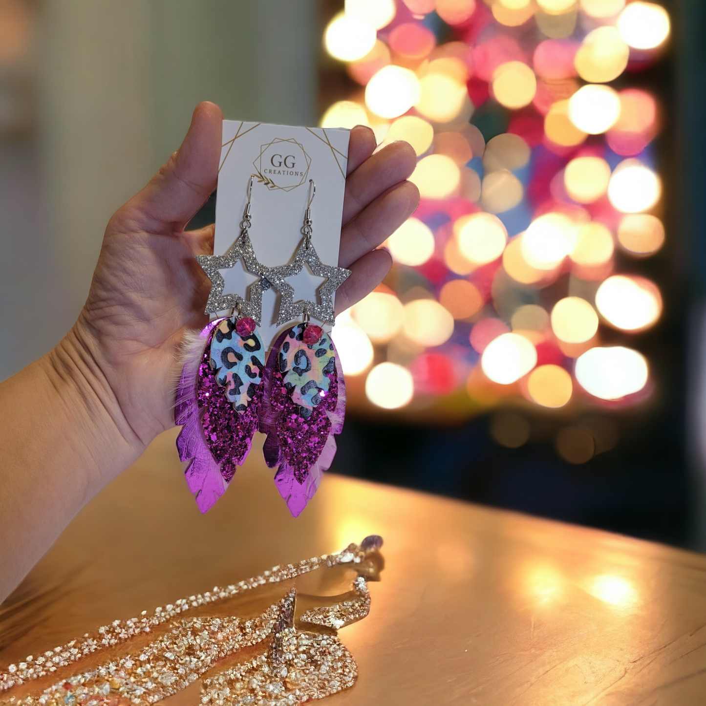 Suzie Feather Earring Die - Steel Rule Wooden Earring die