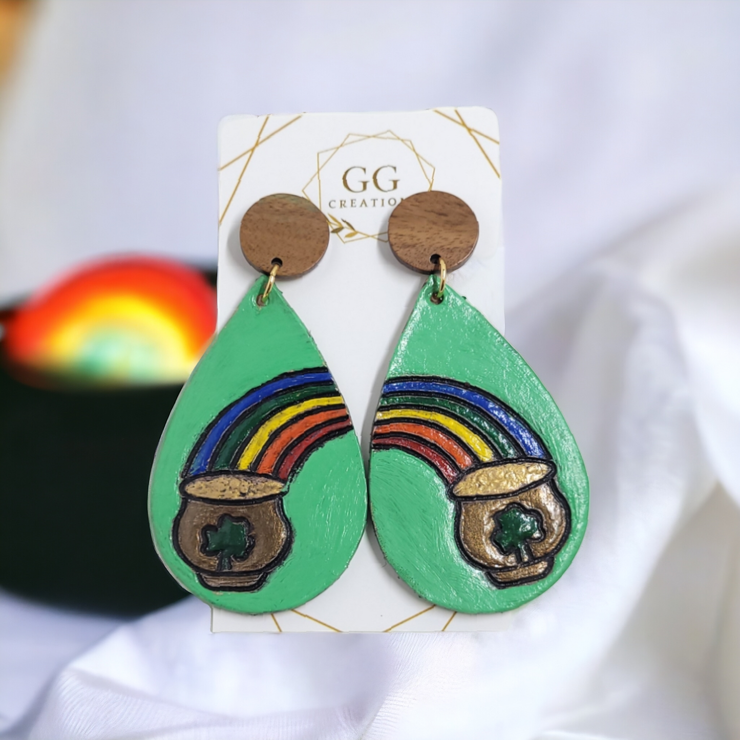 Pot of Gold Teardrop (embossed) - mirrored pair - Steel Rule Earring Die