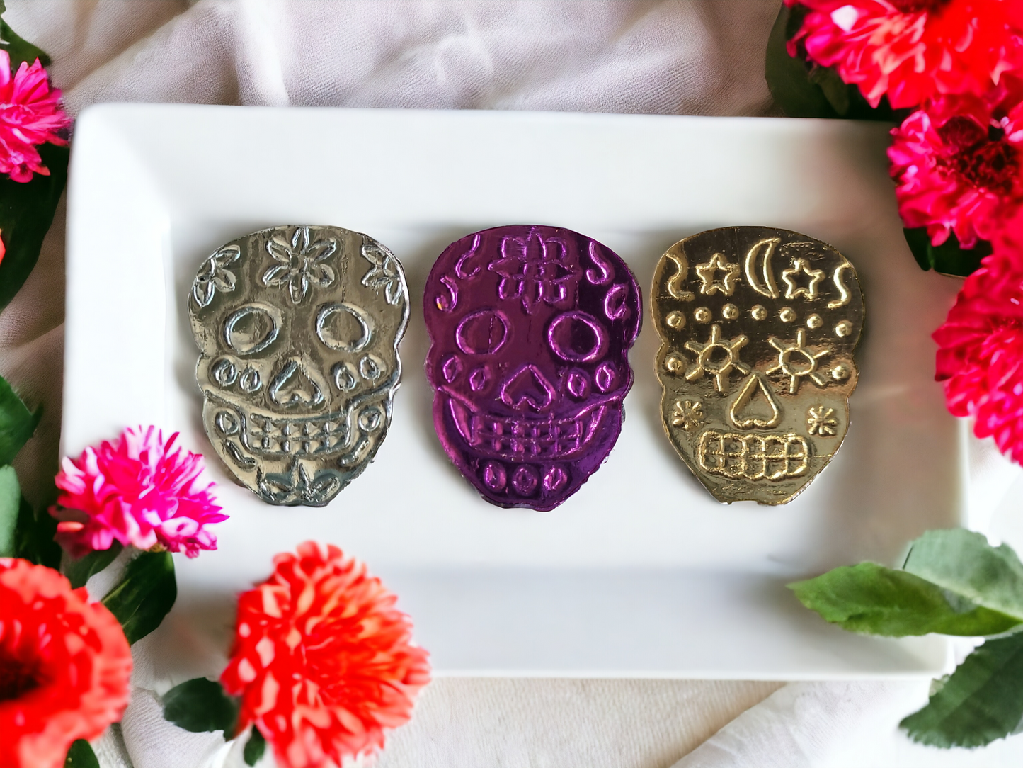 Sugar Skulls -2" Embossed - 3 designs - Steel Rule Wooden Earring Die