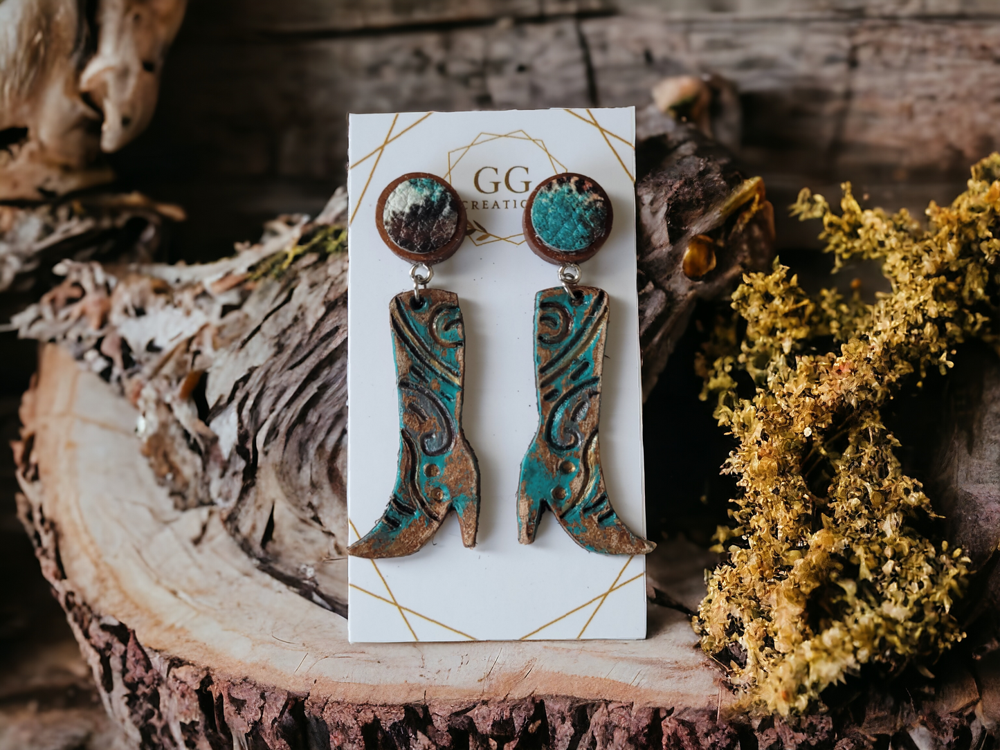 Embossed Stiletto Cowboy Boots - 1.75" Mirrored Pairs - Steel Rule Wooden Earring Die