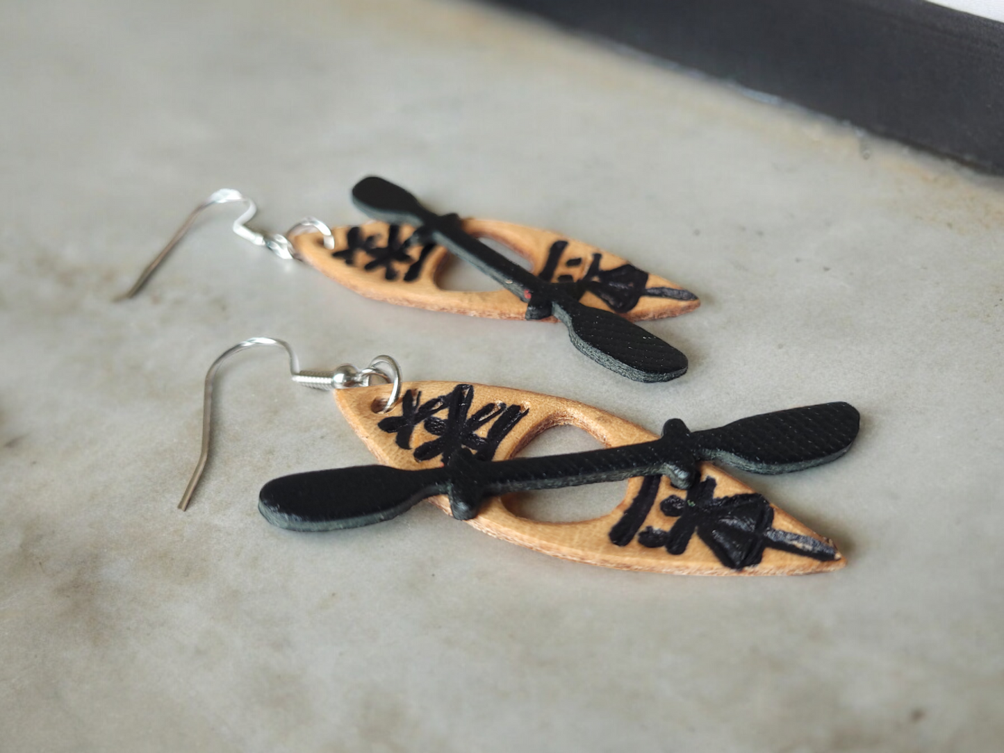 Preorder - 2" Embossed Kayaks - Mirrored Pair - Steel Rule Wooden Earring Die