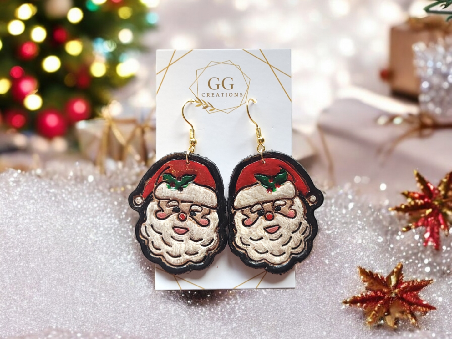 Preorder - Santa Claus - Embossed Mirrored pairs - Steel Rule Wooden Earring Die