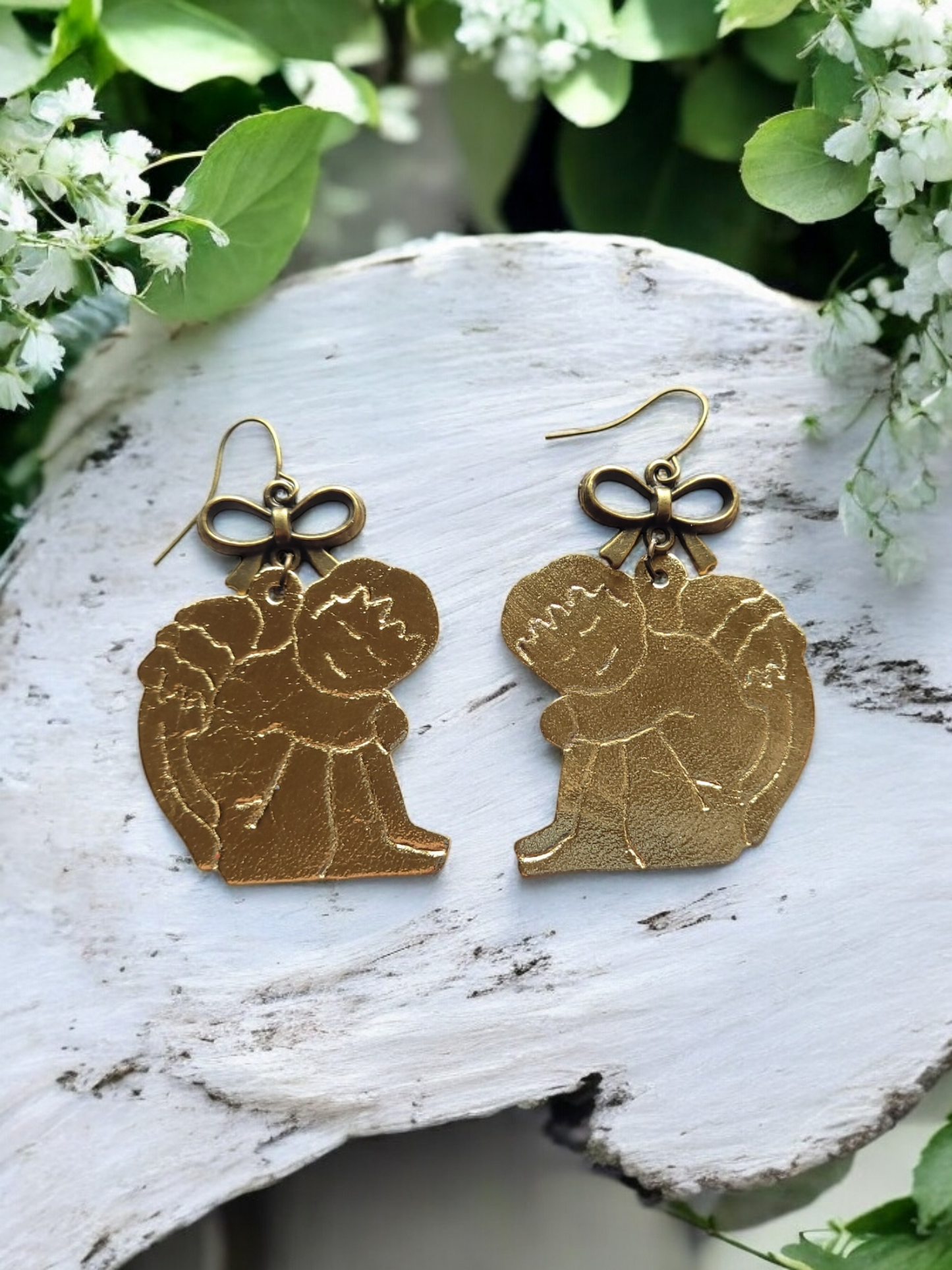 Sleeping Angels / Cherubs - 1.5" (Embossed Mirrored Pair)- Steel Rule Earring Die