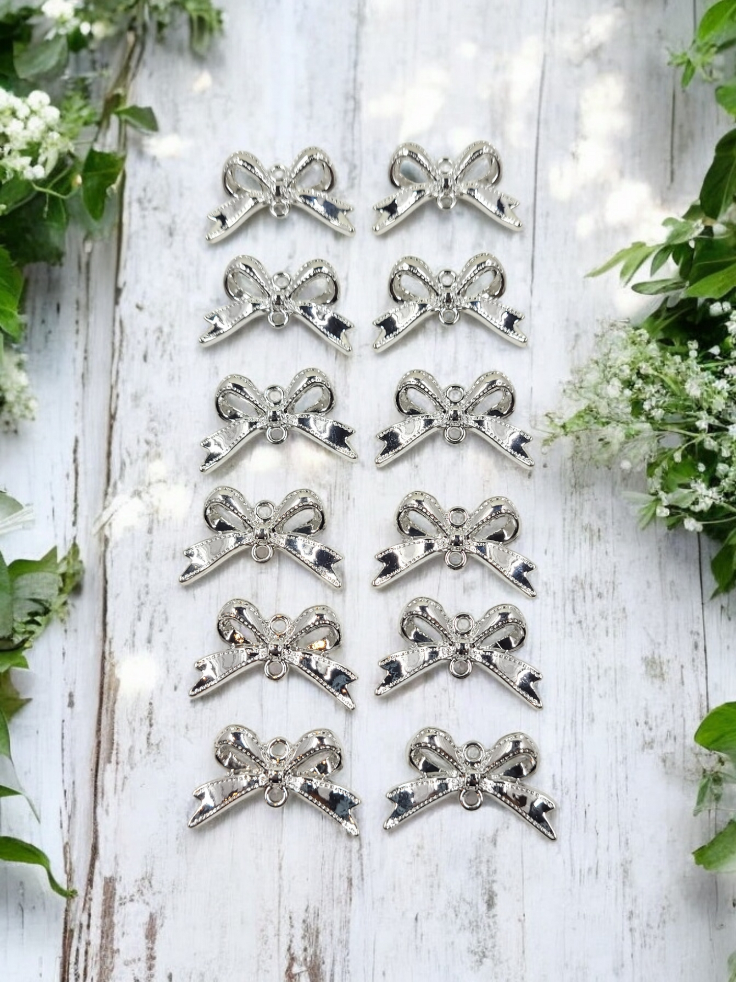 Large Bow Connector Charms - Silver or Black