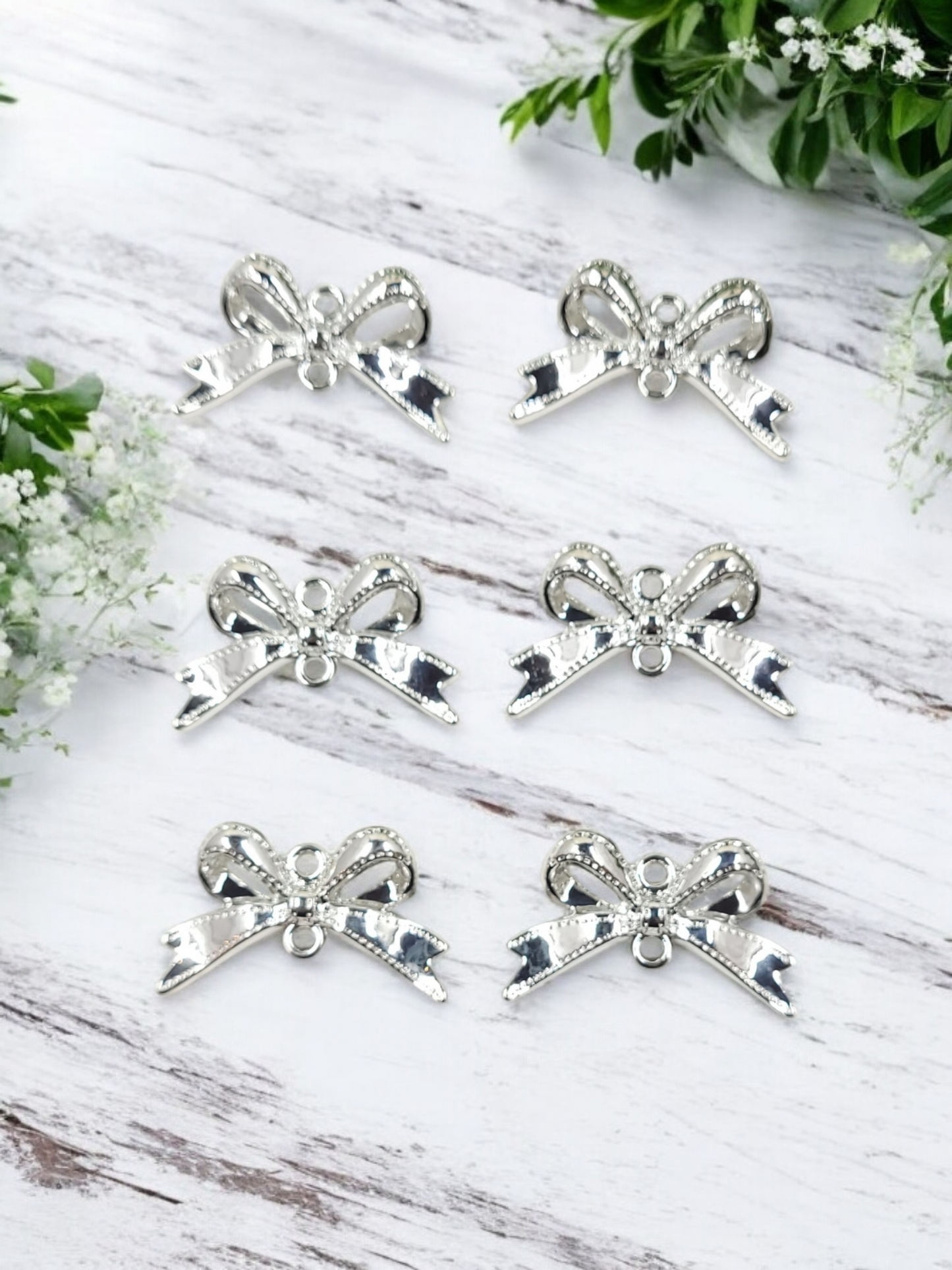 Large Bow Connector Charms - Silver or Black