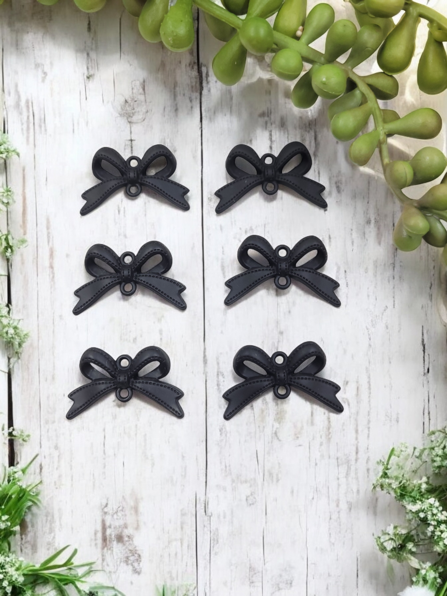 Large Bow Connector Charms - Silver or Black