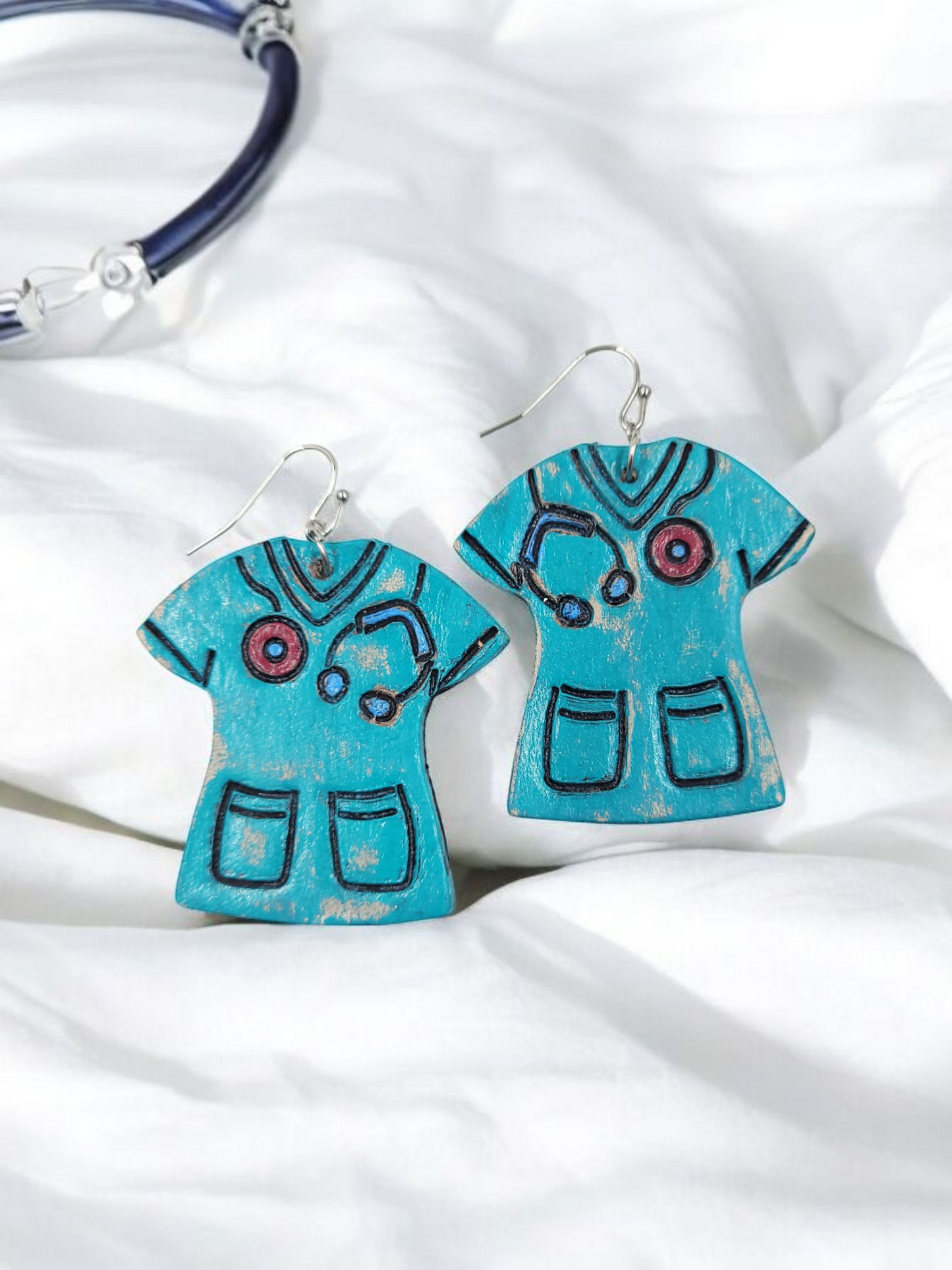 Scrubs - 1.75" Mirrored Pair - Embossed - Steel Rule Wooden Earring Die
