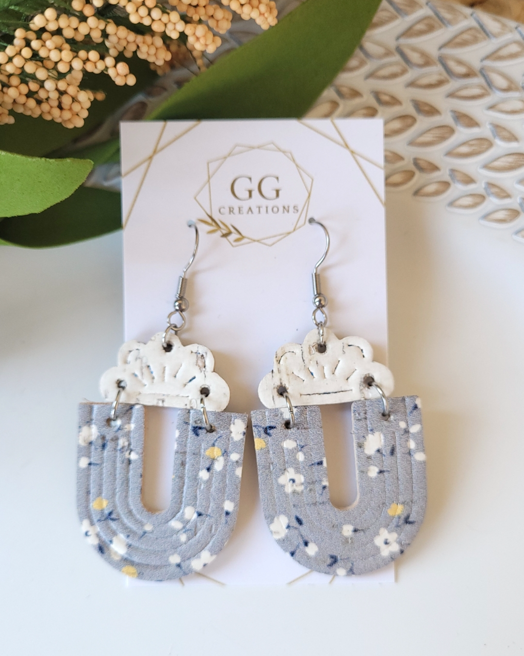 Annabelle Drop- Embossed Decorative U shape with connectors - Steel Rule Wooden Earring Die