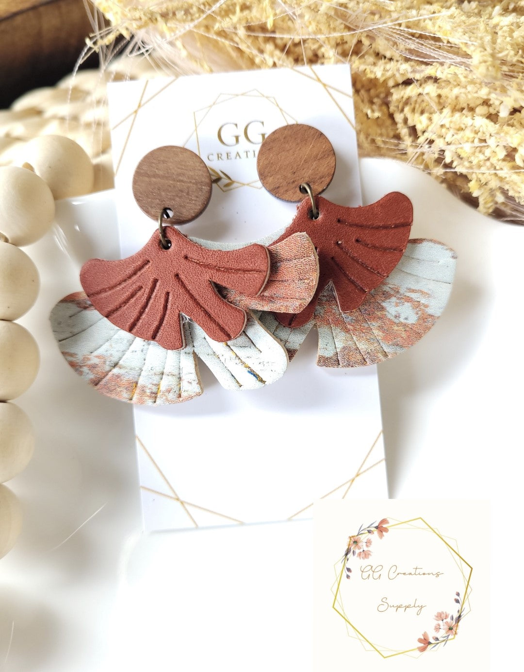 Gingko Leaves - Embossed (Mirrored Pair) - Steel Rule Wooden Earring Die