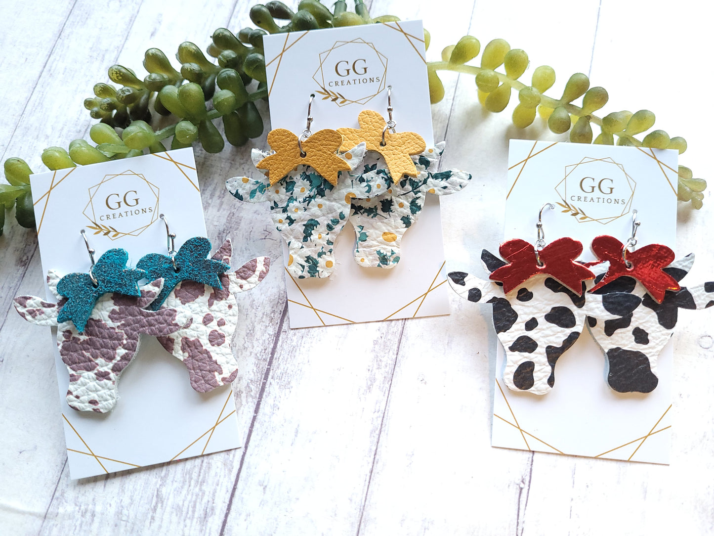 Cow with bow - Steel Rule Wooden Earring Die