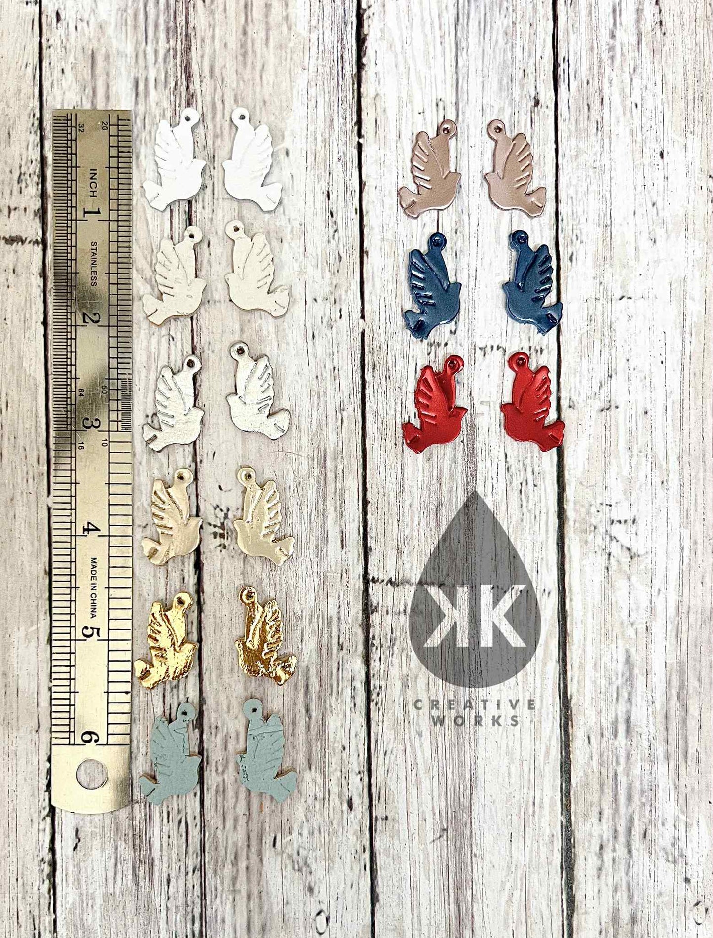 Preorder - KK’s Dainty Peaceful Birds/Doves- Embossed Mirrored (Pairs) - Steel Rule Wooden Earring Die