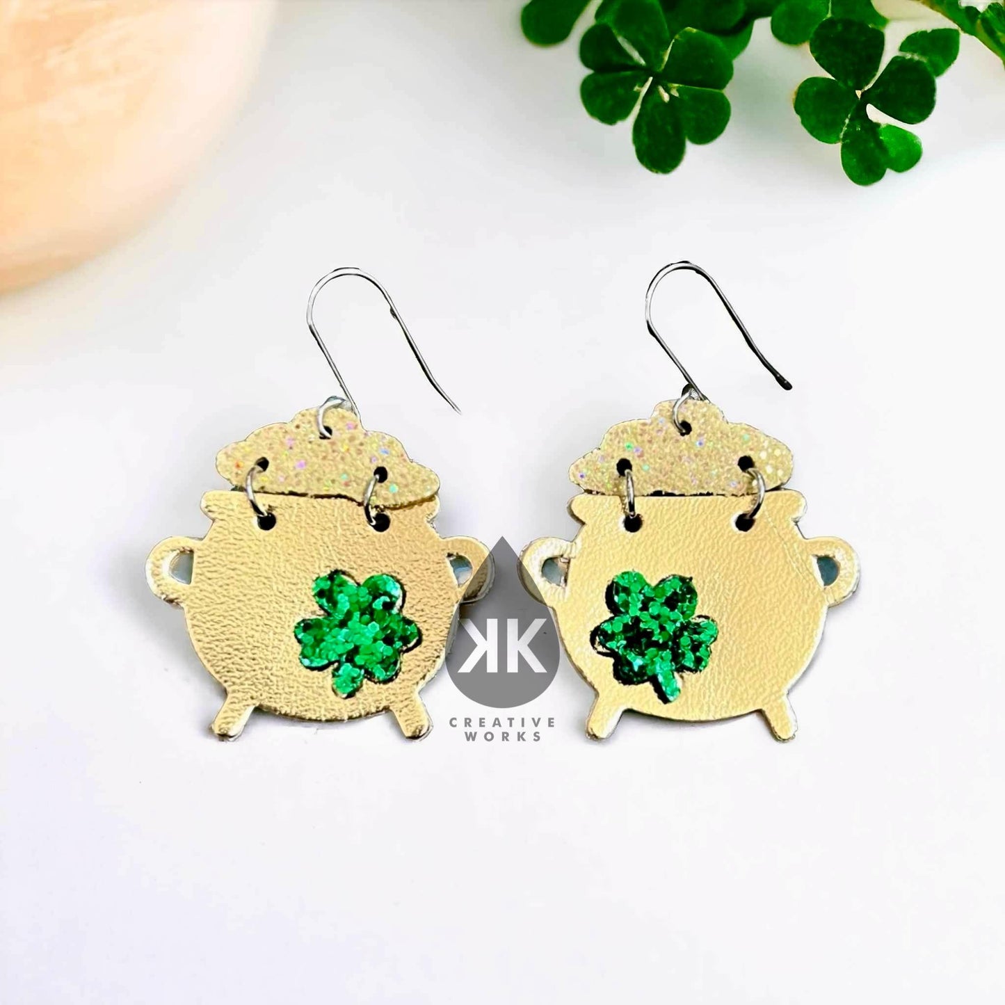 Pot of Gold - 1.5" Mirrored pair - Embossed and Cut out - Steel Rule Earring Die