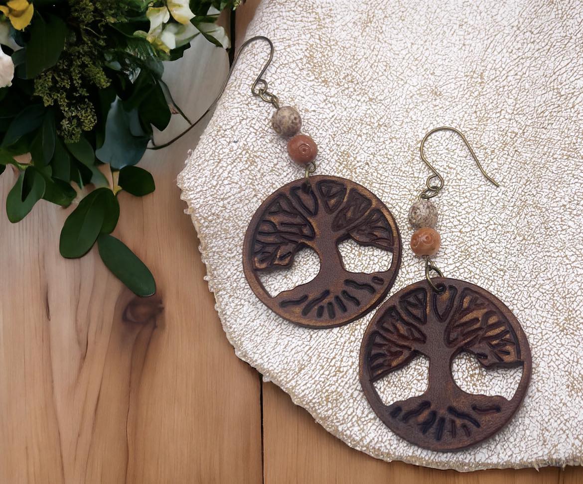 Tree of Life - 1.75" Embossed Mirrored Pair - Steel Rule Wooden Earring Die