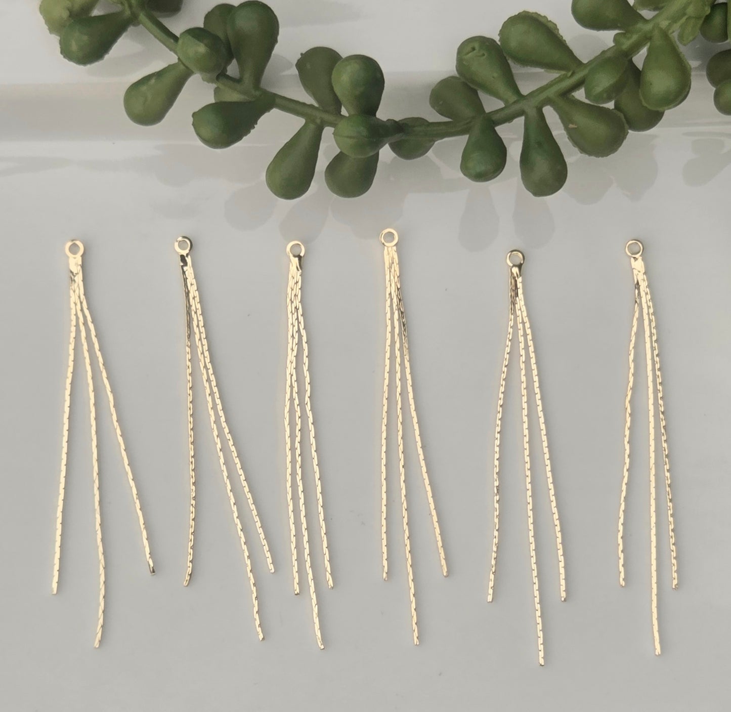 Three Strand Chain Tassel - Gold - 6 pieces (3 pair)