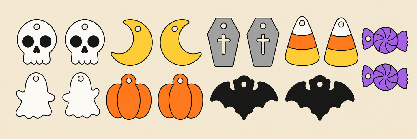 Preorder - Halloween Multi Huggie Dangles - 8 designs - Steel Rule Wooden Earring Die