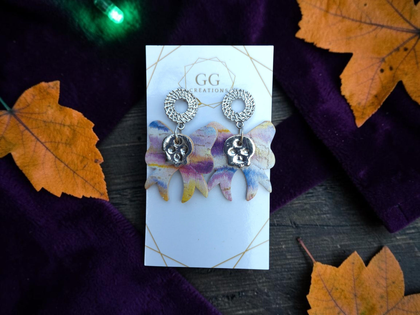 Preorder - Halloween Skull Bows - Embossed - Pairs - Steel Rule Earring Die