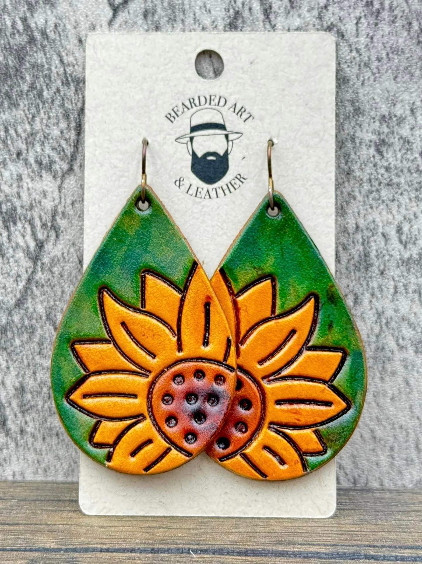 Preorder - Sunflower Embossed Teardrop- 2.25" (mirrored pair) - Steel Rule Wooden Earring Die