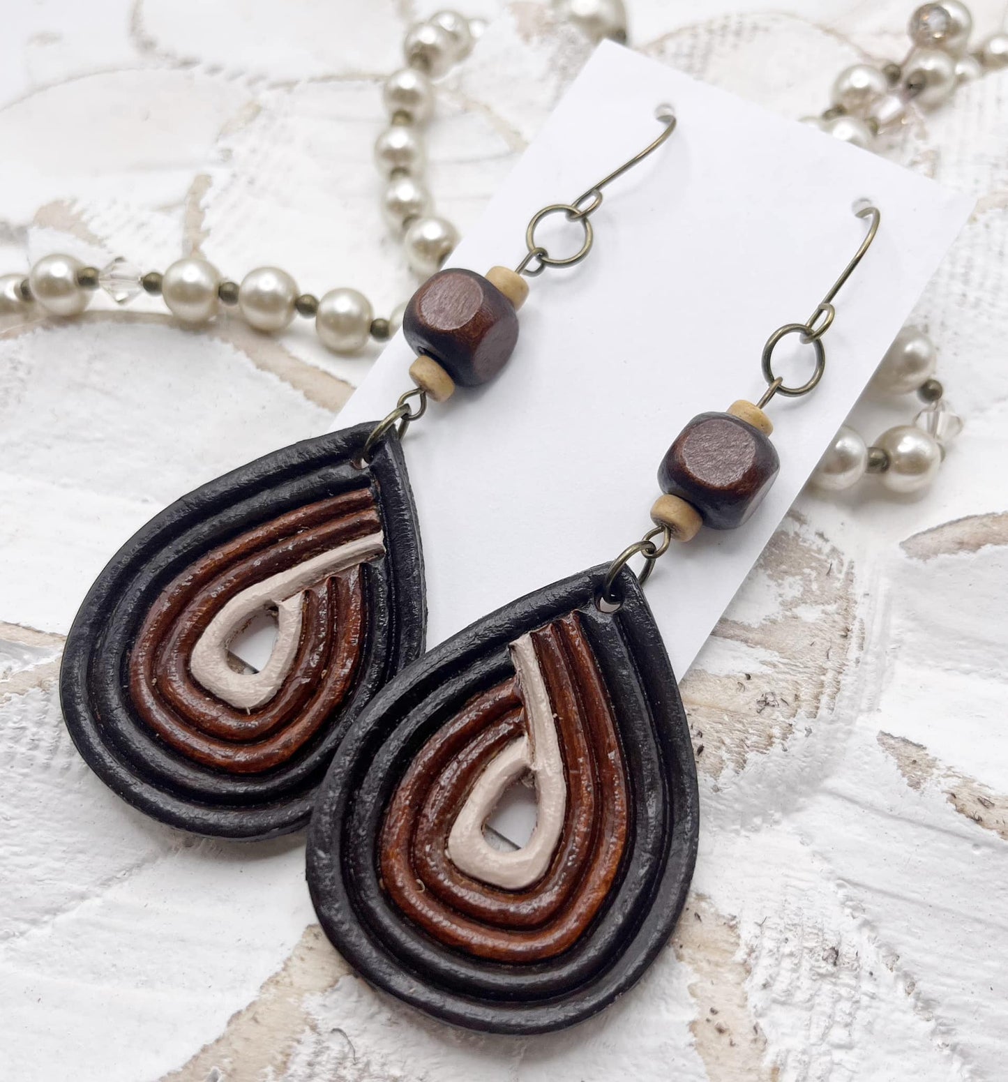 Embossed Wrapped Teardrop - 3 sizes available (Mirrored Pair) - Steel Rule Wooden Earring Die