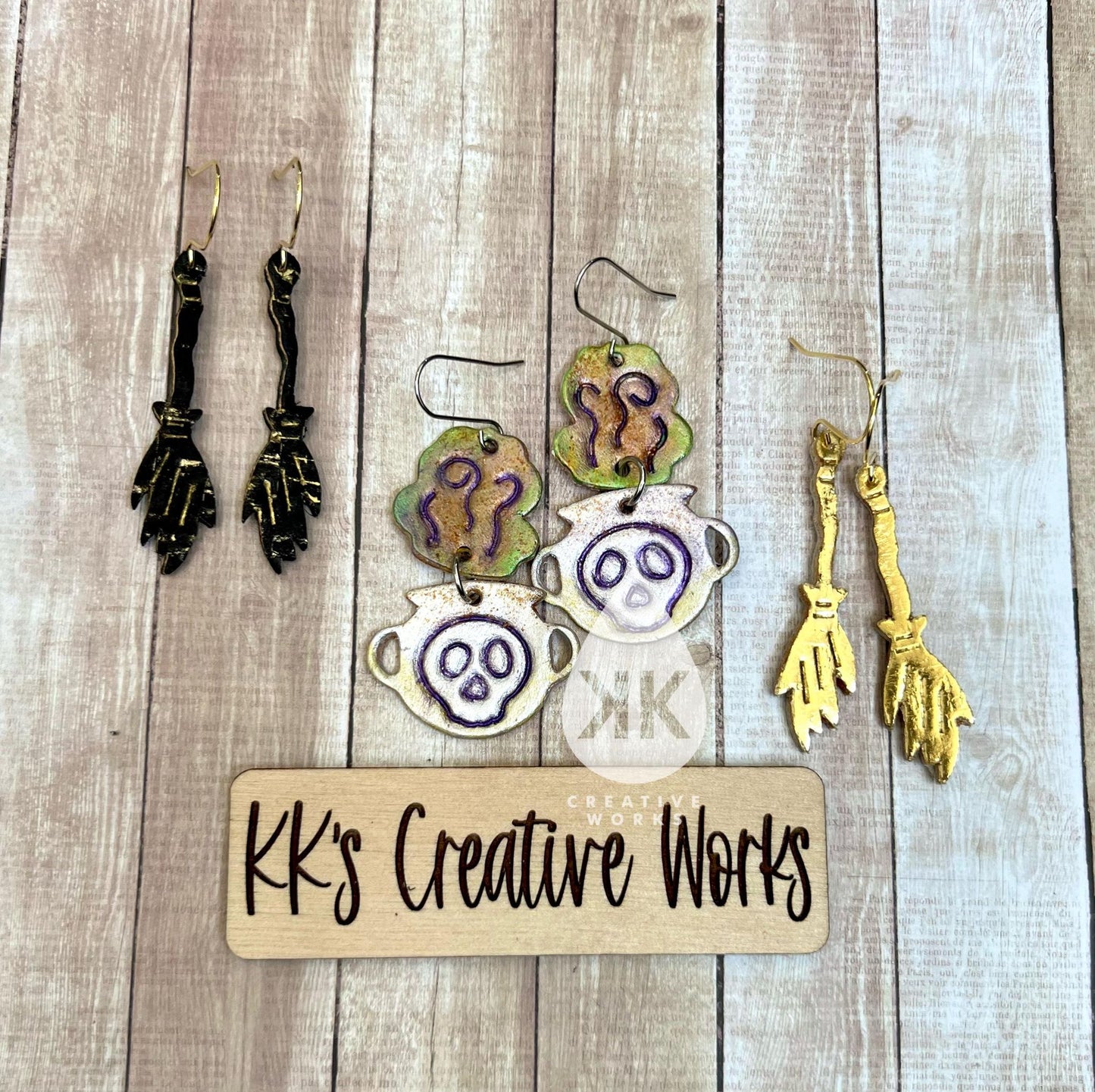 Witches Brew - Multi Embossed Designs - Steel Rule Wooden Earring Die