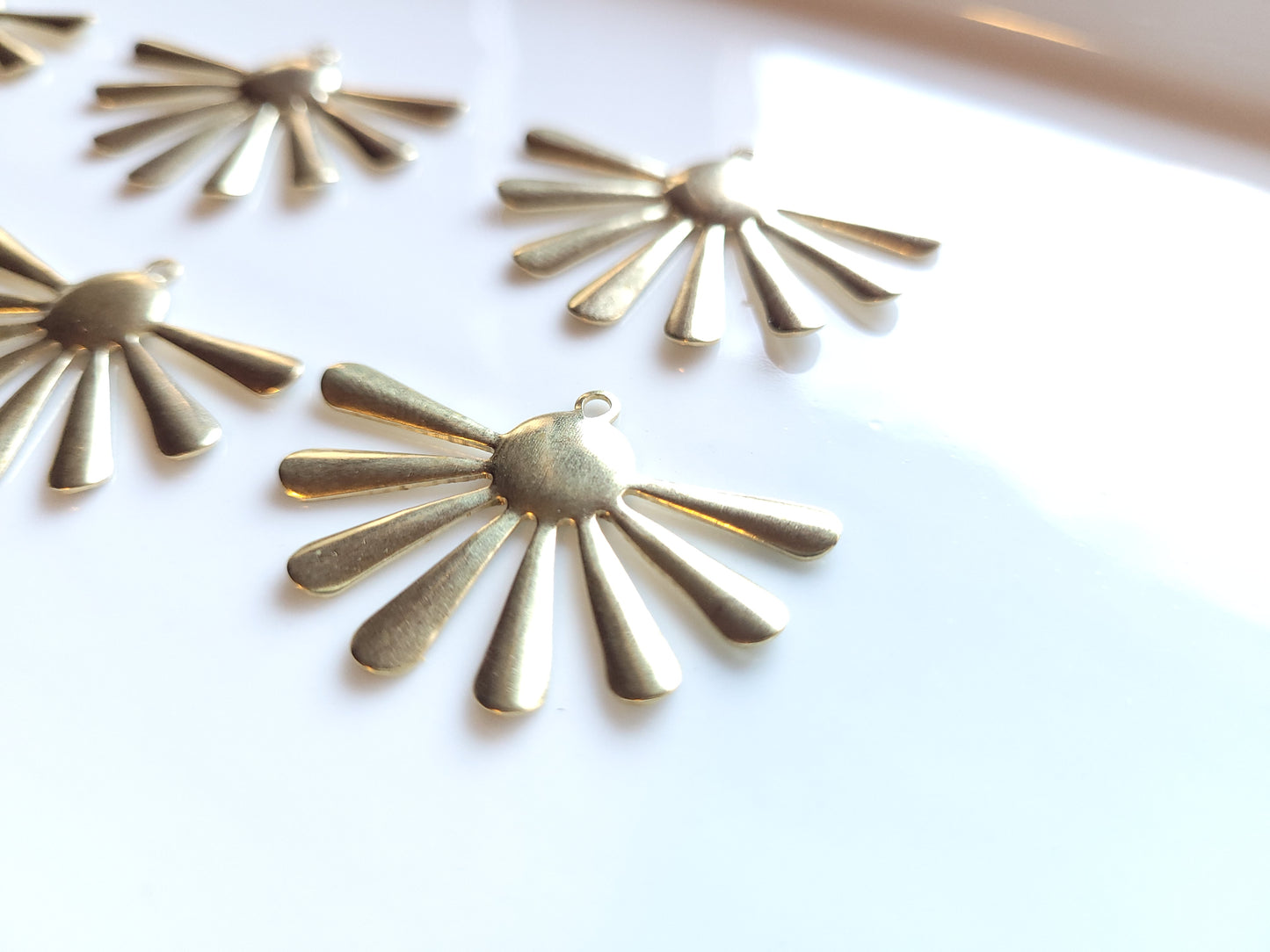 Geometric Brass Charms - 6 pieces/ 3 pair