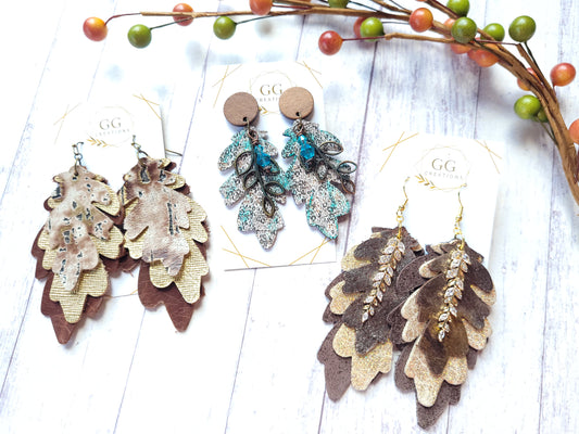 Fall Stacking Leaves - Steel Rule Wooden Earring Die