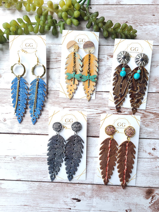 Tribal Feather - 2.5" Pair - Steel Rule Wooden Earring Die