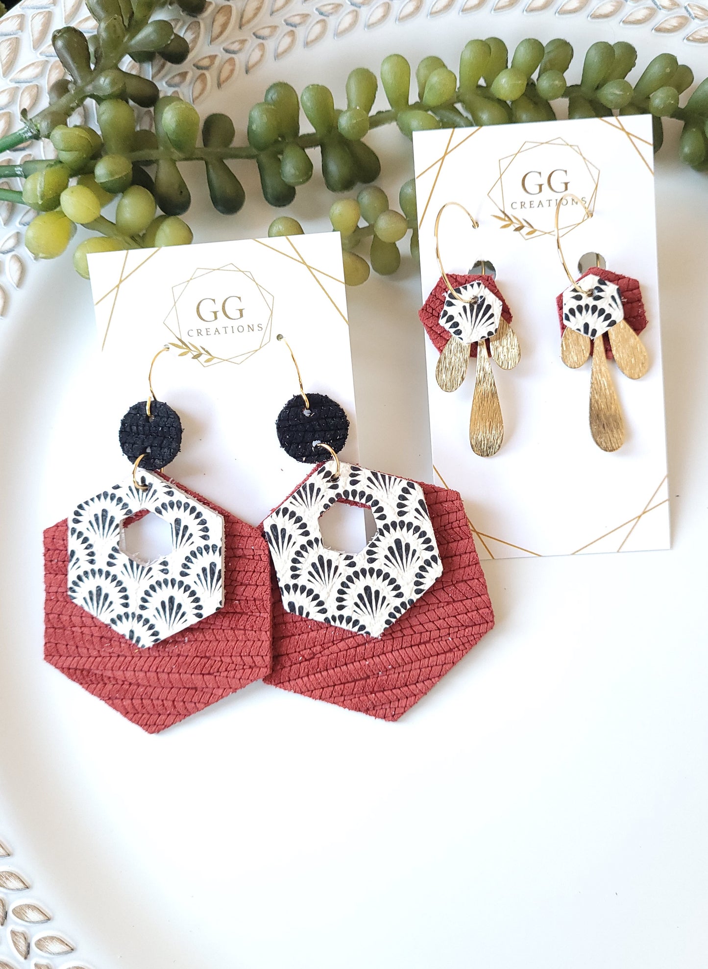 Hexagons - 2 sizes in pairs - 2.25" and 1.5" - Geometric Drop - Earring Die